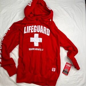 Lifeguard + Hoodie Sweatshirt Hoodie Red Color Small Seaside Heights NJ L040824